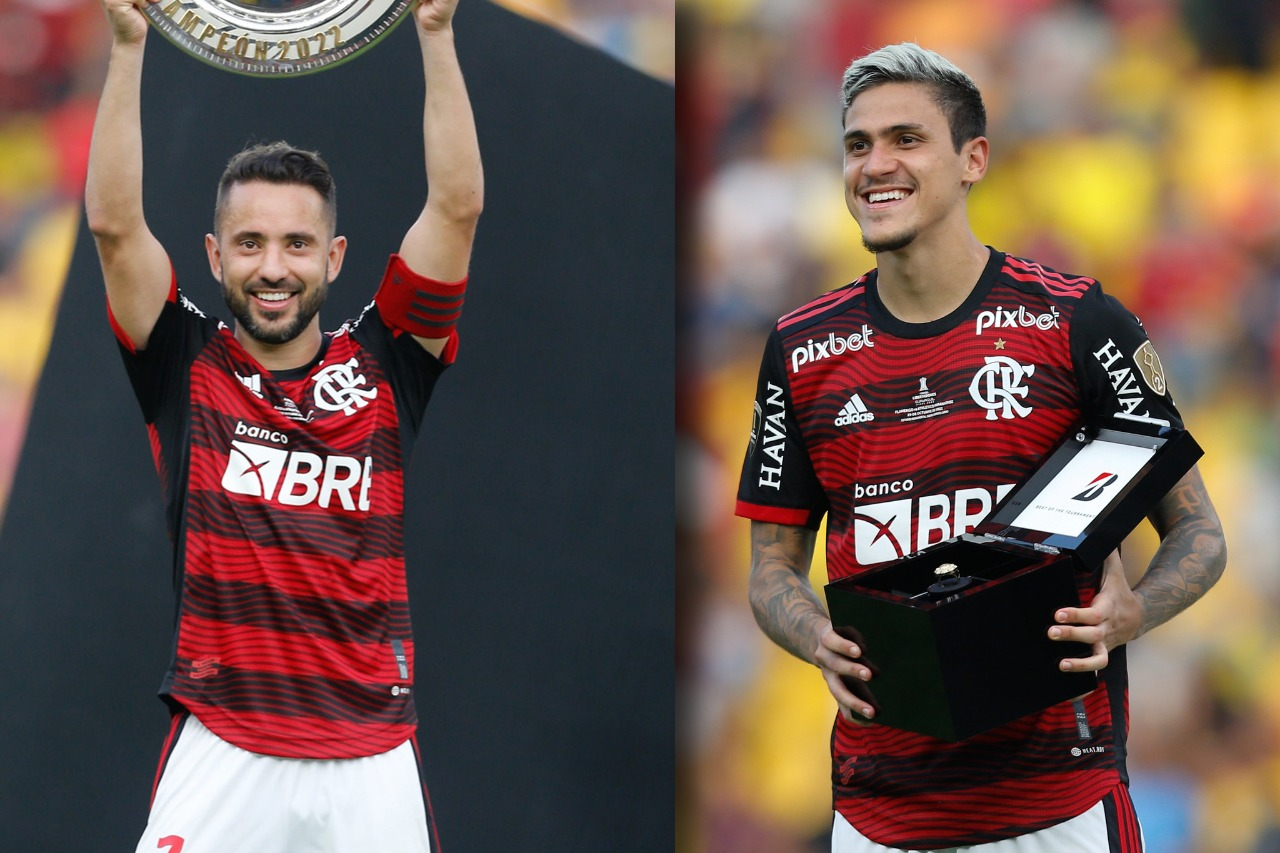 Éverton Ribeiro (esquerda) e Pedro (direita) são dois dos quatro convocados do Flamengo Gilvan de Souza/Flamengo