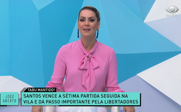 Apresentadora e Denílson repercutiram vitória do Peixe sobre o Corinthians Reprodução 