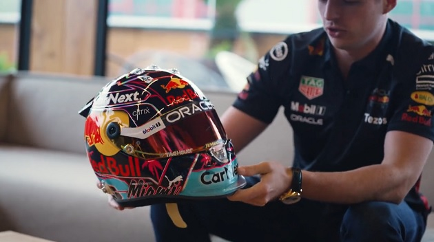 Capacete especial de Verstappen para o GP de Miami Max Verstappen