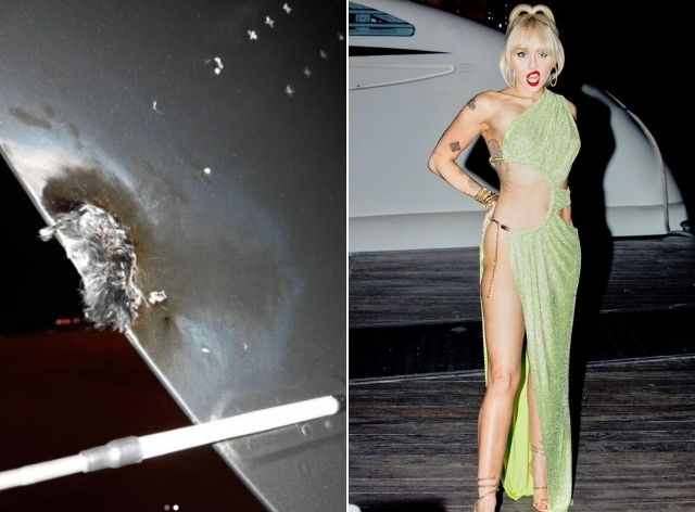 Miley Cyrus mostra parte do avião que foi atingido por raio Reprodução/Instagram