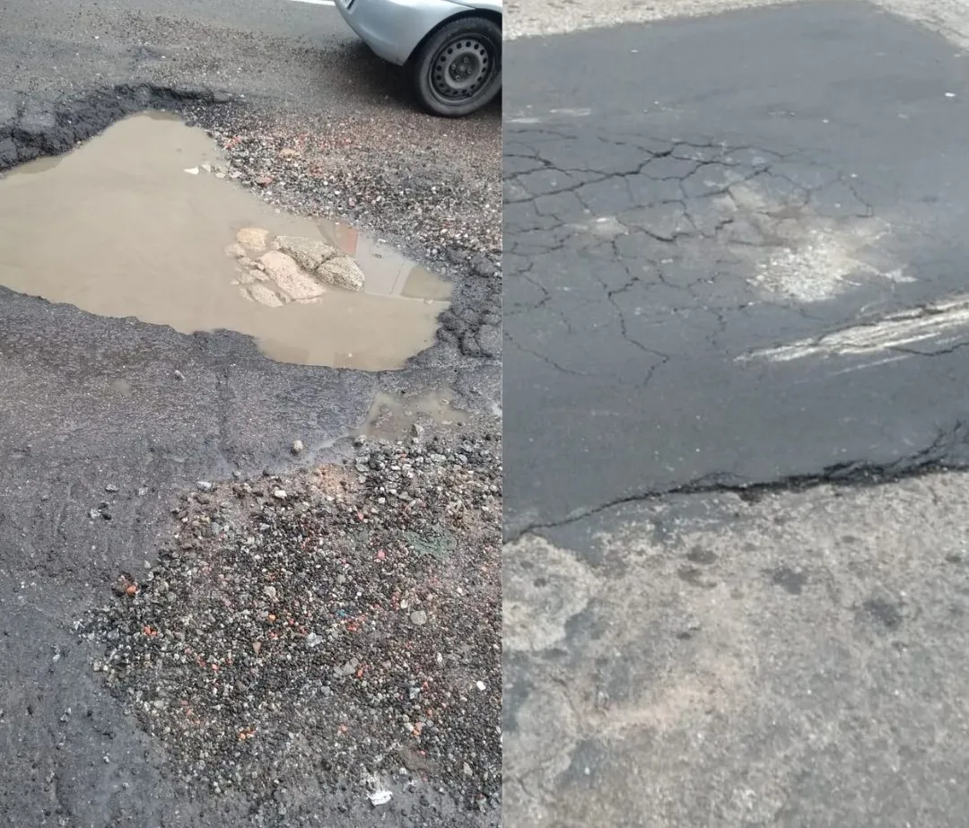 O asfalto utilizado para nivelar a via já apresenta rachaduras