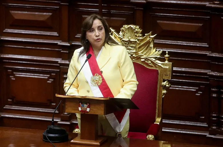 Presidente do Peru, Dina Boluarte, que assumiu o cargo após prisão de Pedro Castillo