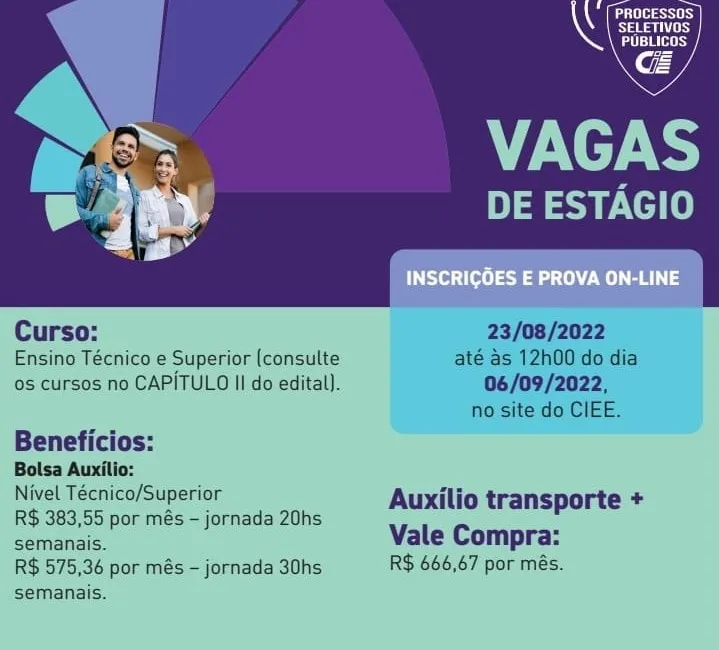 As inscrições podem ser feitas até 6 de setembro