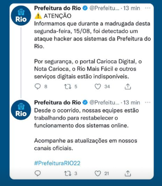 Sistema da Prefeitura do Rio não tem previsão de  restabelecimento 
