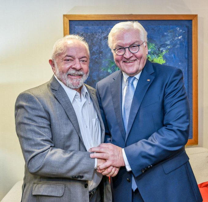 Presidente da Alemanha Frank-Walter Steinmeier e o Presidente do Brasil Lula Foto: Ricardo Stuckert