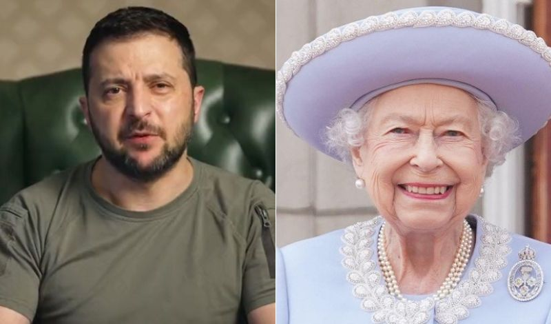 Presidente da Ucrânia, Volodymyr Zelensky, e rainha Elizabeth II Reprodução/ZelenskyyUa/The Royal Family