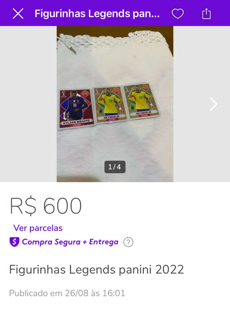 Figurinha dourada de R$ 9 mil do Neymar chega à Copa valendo R