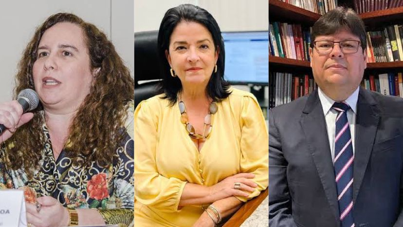 A promotora Somaine Cerruti, a procuradora Leila Machado Costa e o promotor Luciano Mattos Reprodução