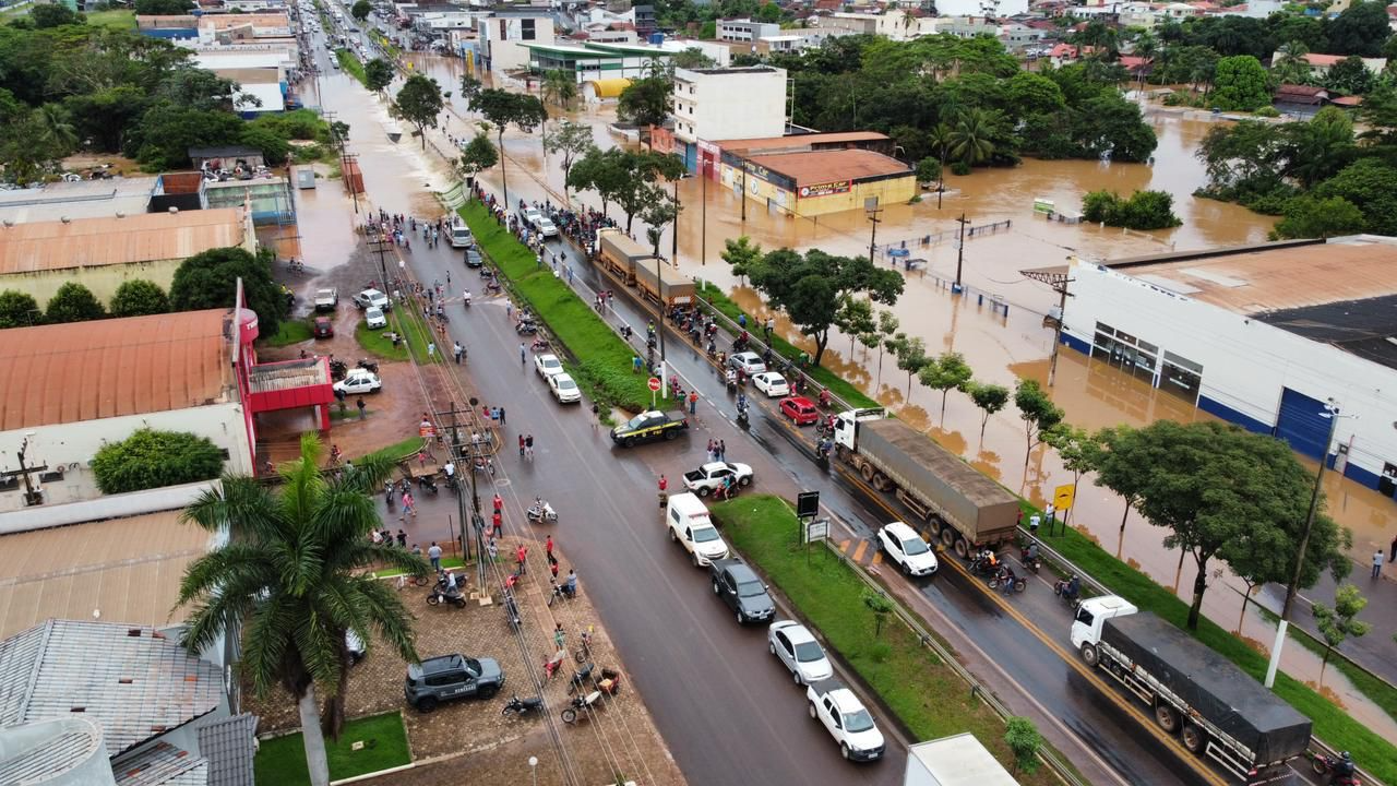 Cidade de Cacoal, em Rondônia, está com bairros debaixo d'água. Foto: Divulgação/Cufa