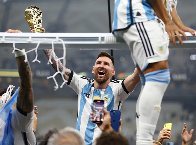 Messi e jogadores comemoram conqusita da Copa do Mundo