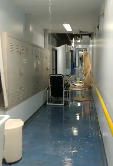Hospital Mário Gatti fica alagado após vazamento de água