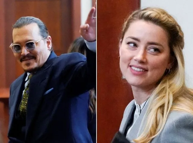 Johnny Depp e Amber Heard no tribunal