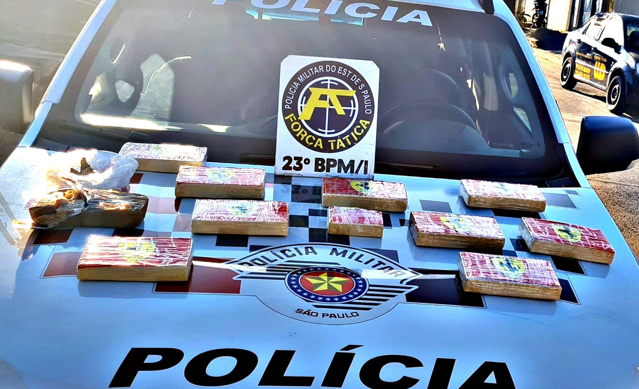 Homem é preso por tráfico com mais de dez quilos de drogas em Lorena Divulgação/ PM