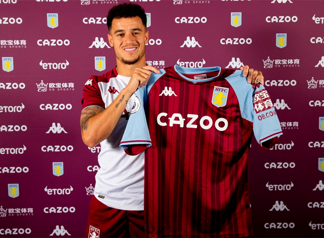 Coutinho chegou ao Aston Villa em janeiro, por empréstimo Aston Villa / Divulgação