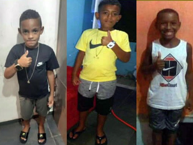 Lucas Matheus, de 8 anos, Alexandre da Silva, 10 anos, e Fernando Henrique, de 11 anos