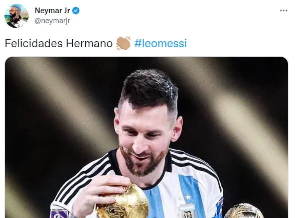 Postagem de Neymar em homenagem a Messi