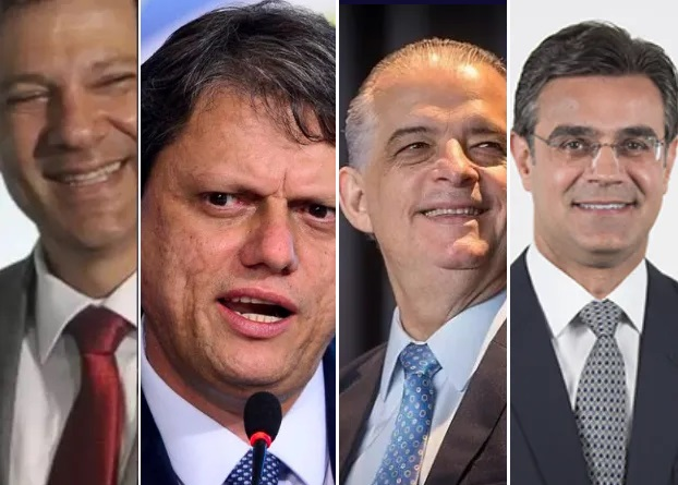 Fernando Haddad, Tarcísio de Freitas, Márcio França e Rodrigo Garcia montagem/Agência Brasil/PSB/GovernoSP