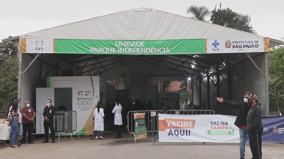 Posto de vacinação no Parque Independência, Zona Sul de São Paulo Foto: Reprodução/ YouTube