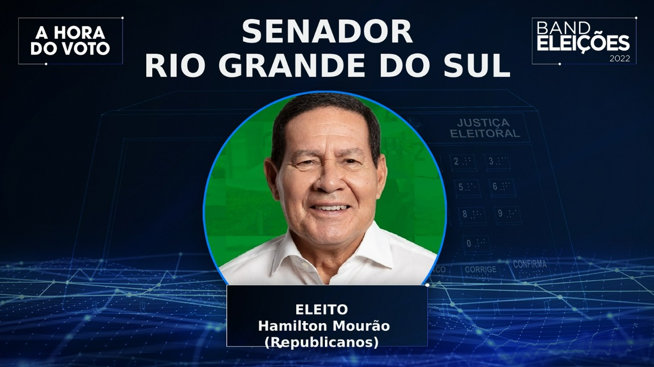 Hamilton Mourão (Republicanos) foi eleito senador pelo Rio Grande do Sul Reprodução