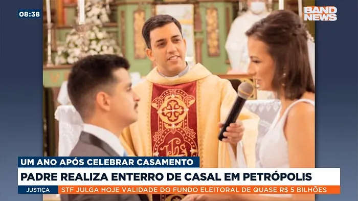 Padre enterra casal um ano após celebrar o casamento em Petrópolis (RJ)