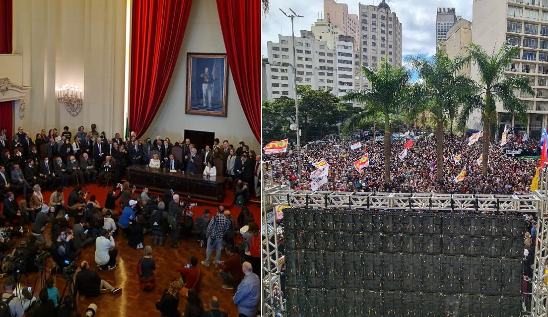 Reitor da USP abriu o ato na Faculdade de Direito do Largo São Francisco Divulgação/FDUSP