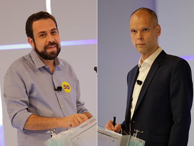 Guilherme Boulos (PSOL) e Bruno Covas (PSDB) no debate da Band Kelly Fuzaro/Band