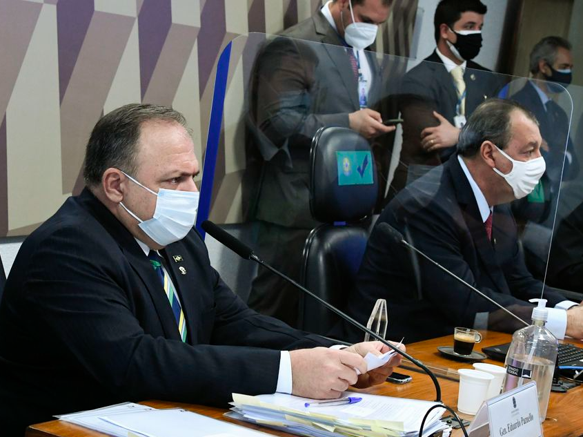 Ex-ministro da Saúde Eduardo Pazuello em depoimento à CPI da Covid-19 Edilson Rodrigues/Agência Senado