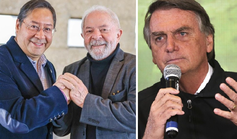 Lula com o presidente da Bolívia e Bolsonaro em discurso Ricardo Stuckert/Divulgação e Tânia Rego/Agência Brasil