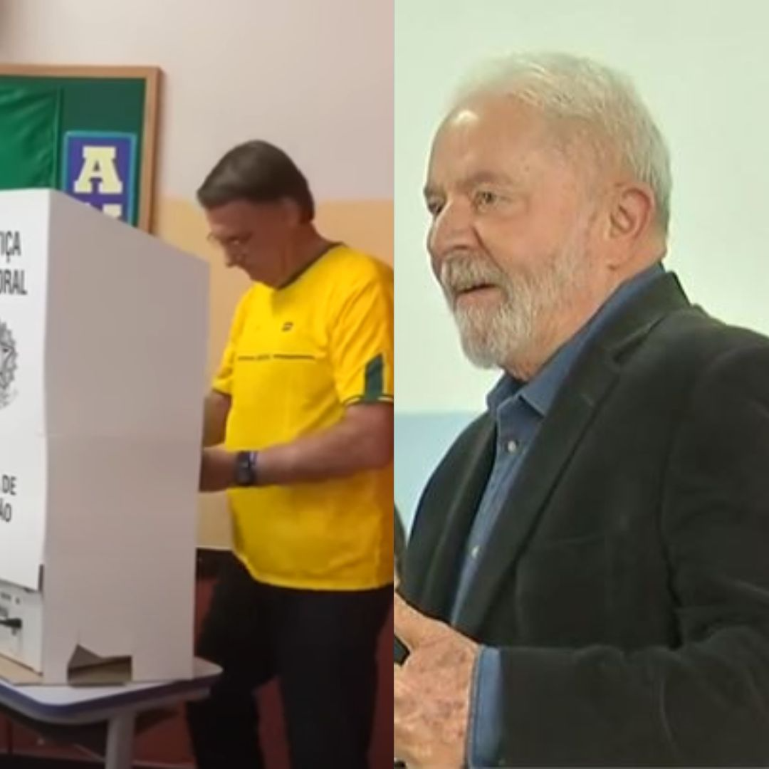 Bolsonaro e Lula votam no início da manhã deste domingo. Foto: reprodução/TV Band