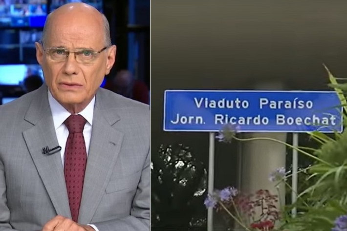 Viaduto recebe placa com nome do jornalista Ricardo Boechat  Reprodução