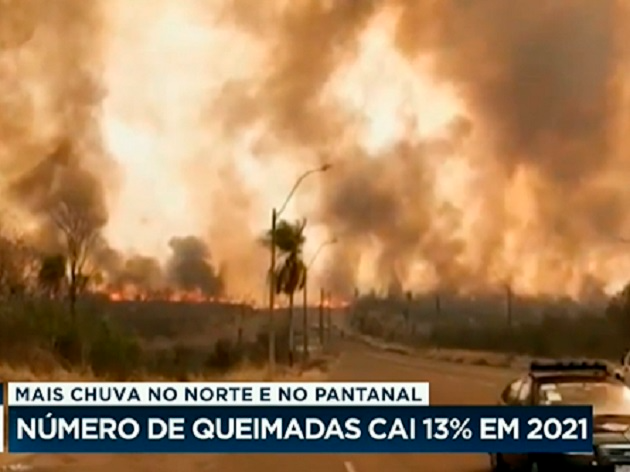 Mais chuva no Pantanal: número de queimadas cai 13% em 2021   Reprodução TV