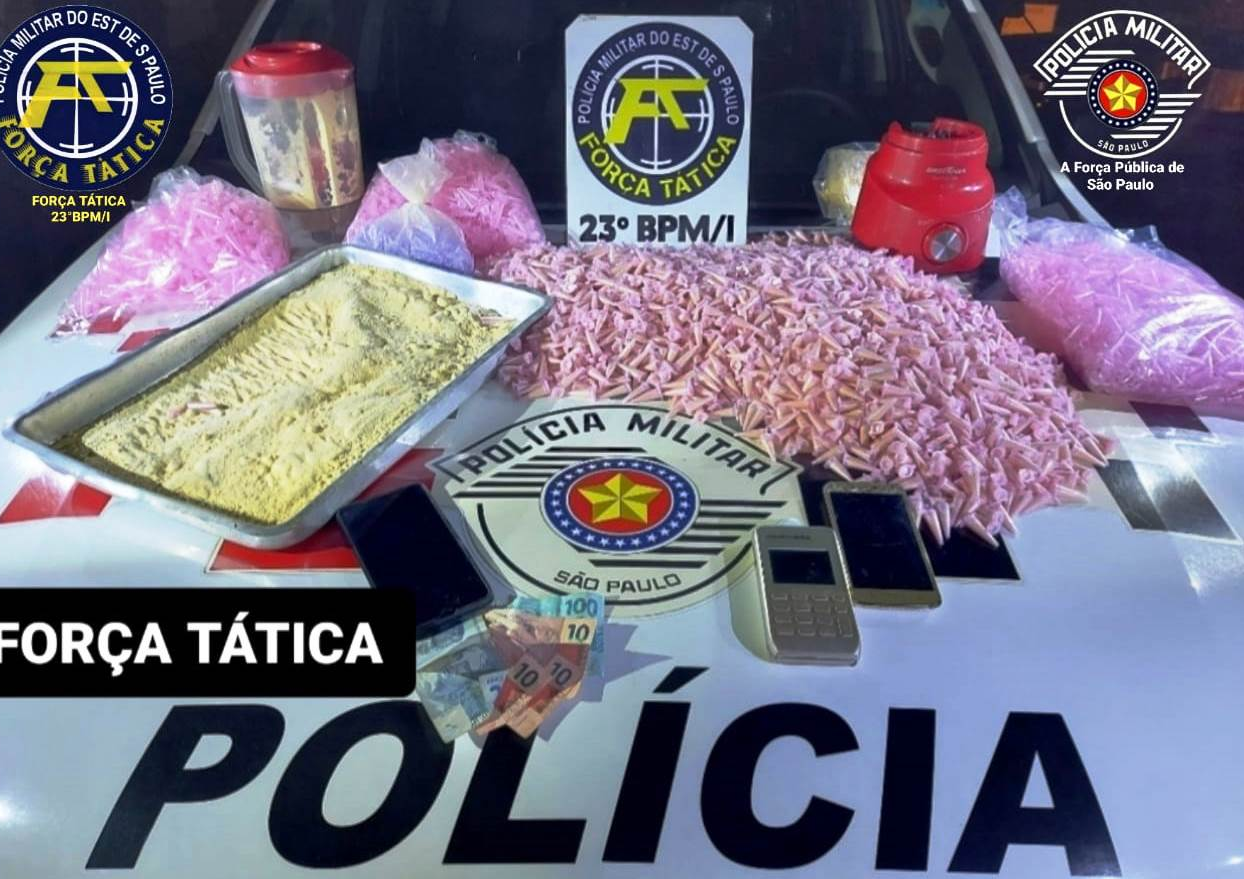 Casal fazia o refino da cocaína para venda no bairro Ponte Alta, em Aparecida Divulgação/Polícia Militar