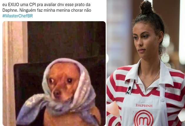 Daphne chora no MasterChef e Twitter pede CPI para reavaliar prato da competidora Carlos Reinis/Band e Reprodução/Twitter