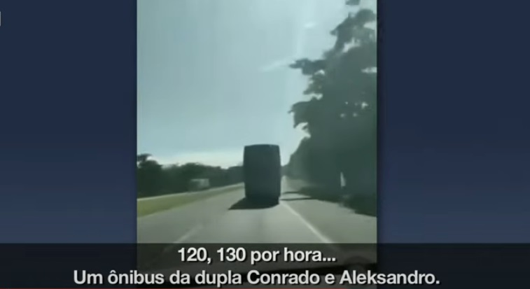 Vídeo flagra ônibus de Conrado e Aleksandro a 130km/h; motorista é investigado