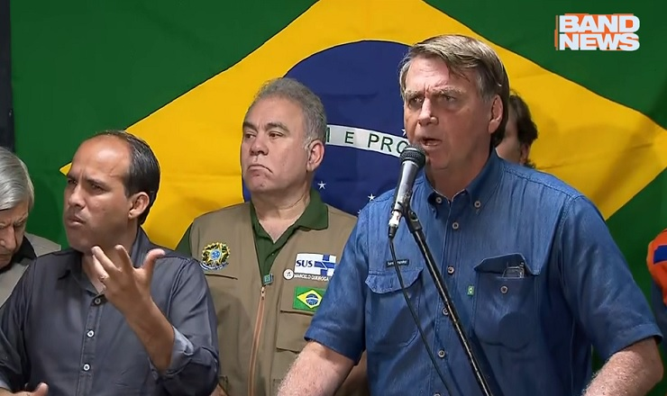 Jair Bolsonaro em coletiva de imprensa em Recife. 30/05/2022 Reprodução / BandNews TV 