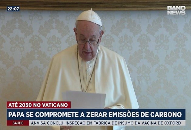 Papa Francisco promete zerar emissões de carbono no Vaticano até 2050