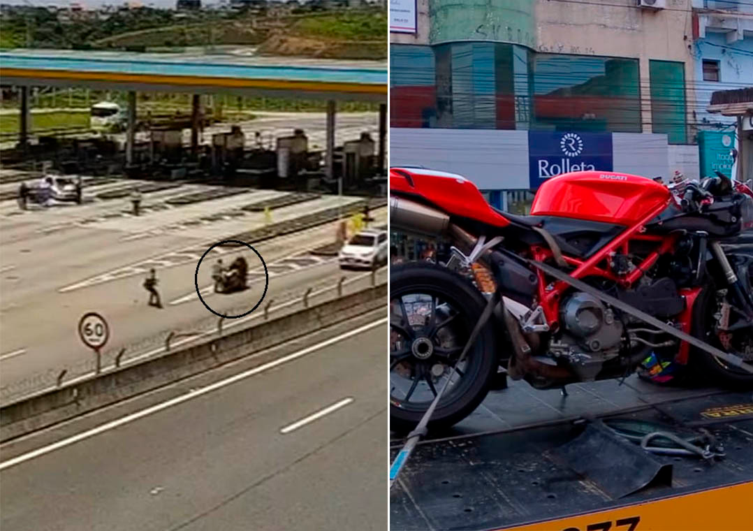 Vídeo: Policial é atropelado por motociclista durante abordagem em pedágio