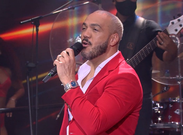 O cantor Belo se apresenta no 'Faustão na Band' Reprodução/Band