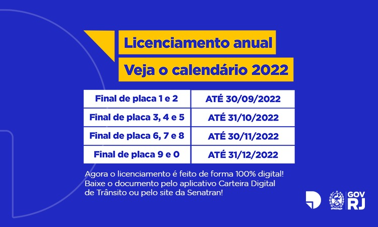 O período de licenciamento vai até o fim do ano Divulgação/Detran