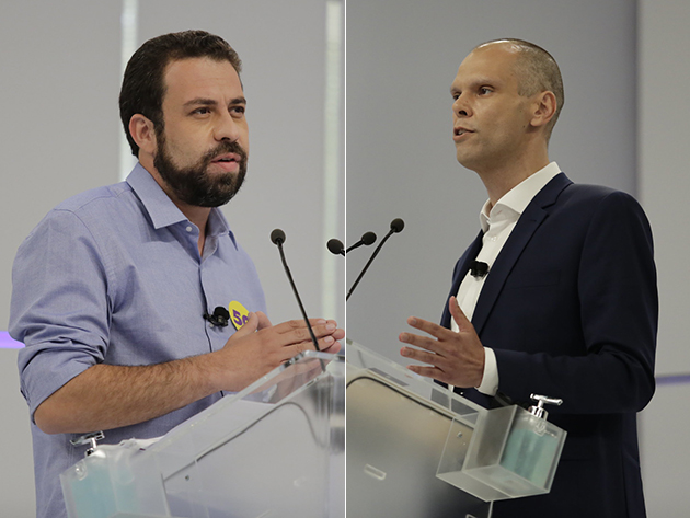 Guilherme Boulos (PSOL) e Bruno Covas (PSDB) no debate da Band Kelly Fuzaro/Band