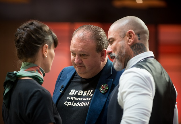 Helena Rizzo, Jacquin e Fogaça no terceiro episódio da temporada 2021 do MasterChef Carlos Reinis/Band