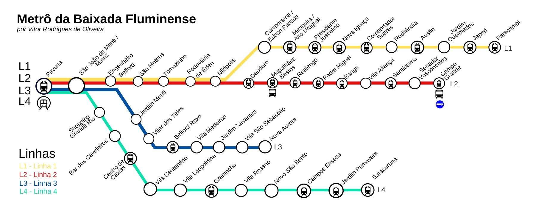 Adolescente de 13 anos cria mapa do MetrôRio para a Baixada Fluminense Reprodução/Redes Sociais