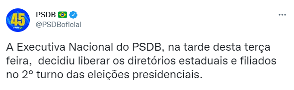 Rodrigo Garcia, do PSDB, declarou apoio incondicional a Tarcísio de Freitas Foto: Reprodução/Twitter