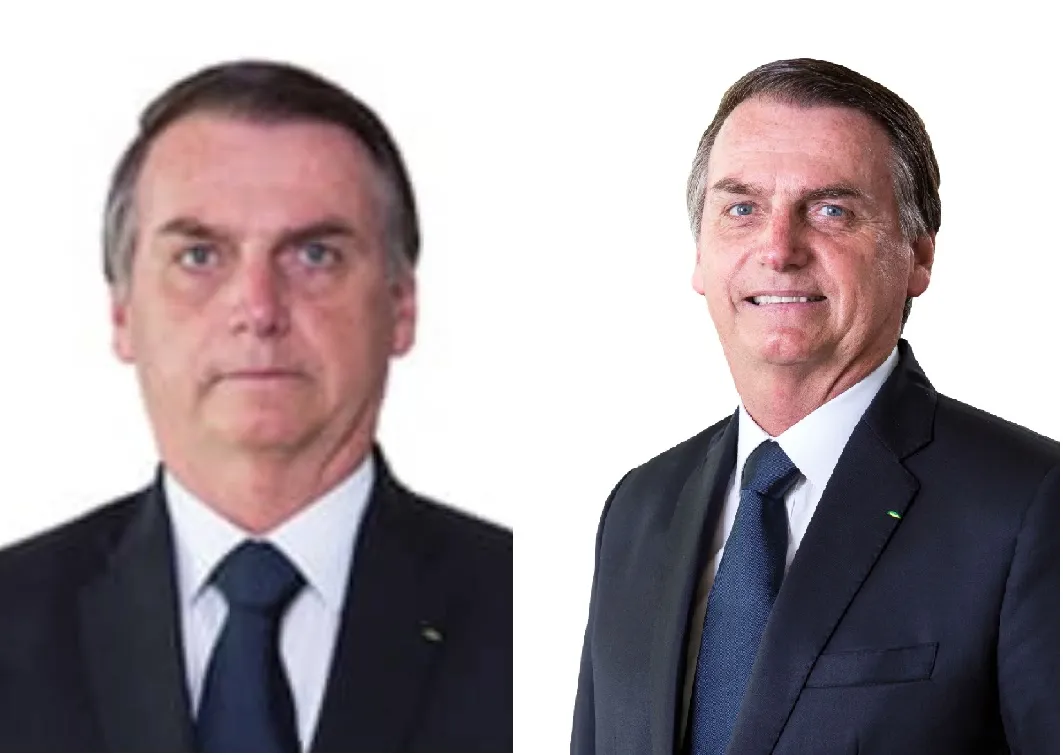 Antes e depois: Bolsonaro troca foto com pose séria por uma sorrindo