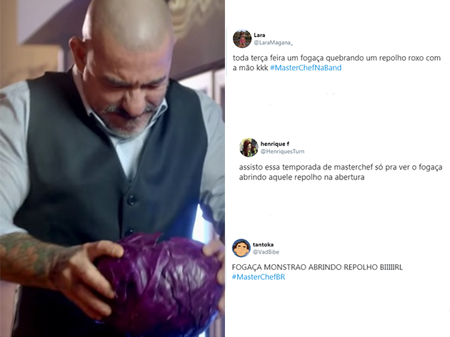 Vídeo de Fogaça abrindo repolho com as mãos deixou o Twitter confuso; veja reações  Reprodução