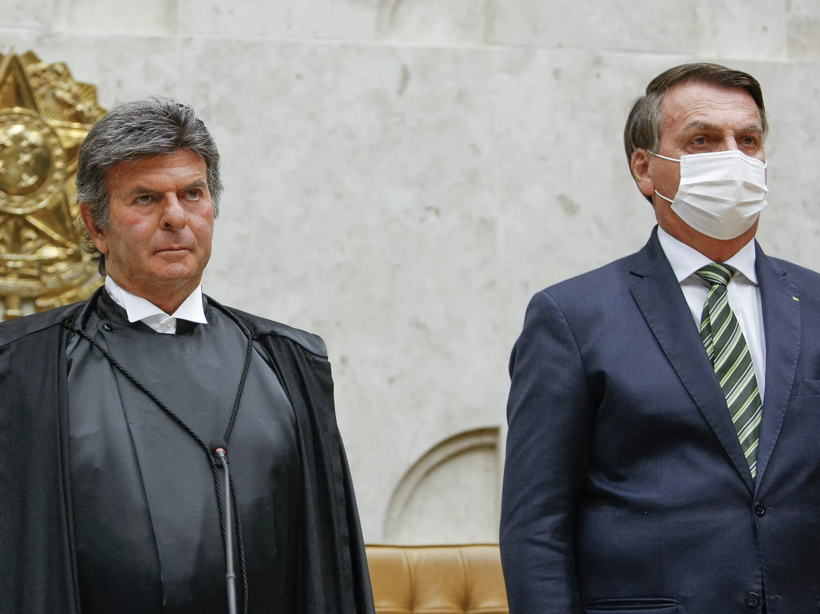 Ministro Luiz Fux e o presidente Jair Bolsonaro durante a sessão de Abertura do Ano Judiciário.