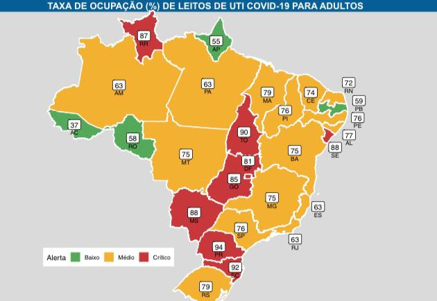 Cai a taxa de internação em UTIs por causa da Covid-19 Crédito: Agência /Fiocruz