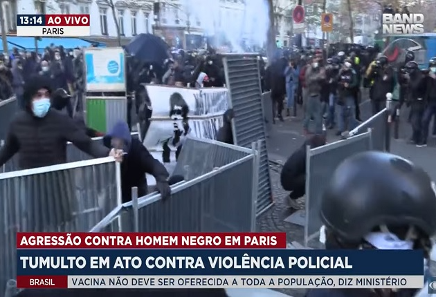 Violência policial contra jovem negro mobiliza atos em Paris; houve tumulto Reprodução