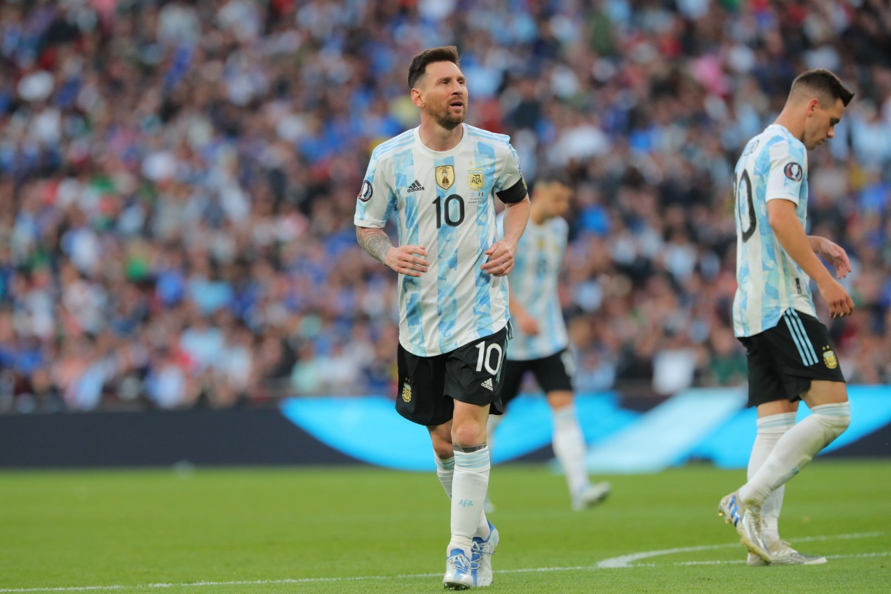 Lionel Messi durante partida da Argentina contra a Itália Divulgação/Seleção Argentina