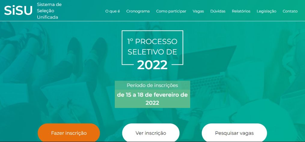 As inscrições para o Sisu podem ser concluídas até às 23h59 desta sexta-feira (18) Reprodução/Sisu